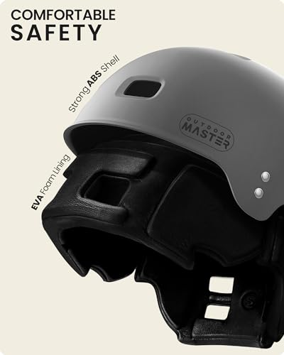 Image of OutdoorMaster Kayak Helmet, Adjustable Surf Helmet with Ear Pads | ABS + EVA, Quick-dry, 12 vents, Dial adjust, 304 stainless steel rivets, Fits 50-63cm, for water sports, Boating /Surfing