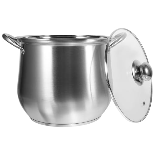 TOPPERFUN Olla de Acero Inoxidable para Cocina con Gran Capacidad Diseño de Doble Asa para Agarre Cómodo Resistente y Duradera para Sopas y Ramen para Tipo de Cocinas