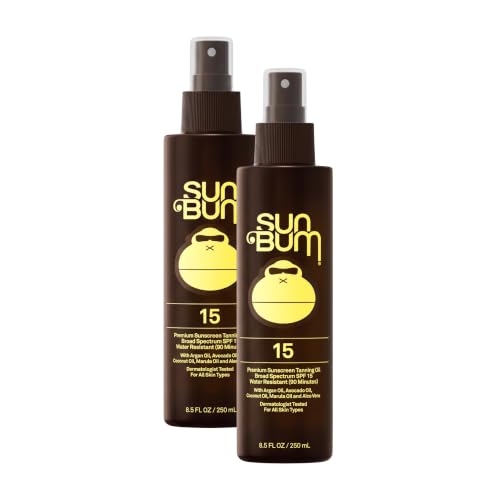 Sun Bum SPF 15 Moisturizing Tanning Oil - Vegan and Hawaii 104 Act Compliant (Octinoxate &amp; Oxybenzone Free) - Broad Spectrum Moisturizing - UVA/UVB Protection - 8.5 oz (Pack of 2)