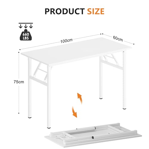 Miniatura 3 de Sdhyl Mesa De Trabajo Plegable Para Ordenador De 80 X 40 Cm Mesa De Conferencias Para Oficina En Casa Blanco