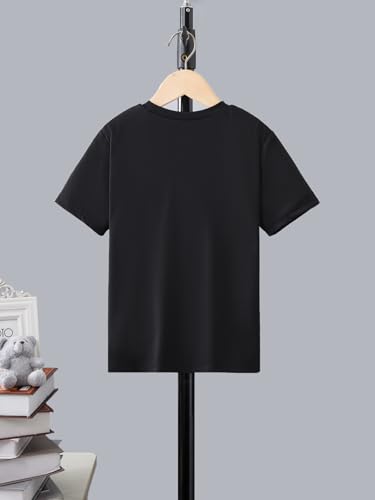 Image of RoseSeek Girl's Graphic Drop Shoulder Star Print Tee Tops Short Sleeve Crew Neck Summer Shirts