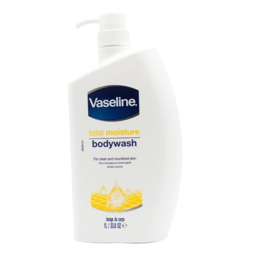 Vaseline Total Moisture Body Wash Pump Bottle for Healthy, Fresh Skin Removes Dirt and Impurities Fight Dryness Easy to Rinse Gentle 1L