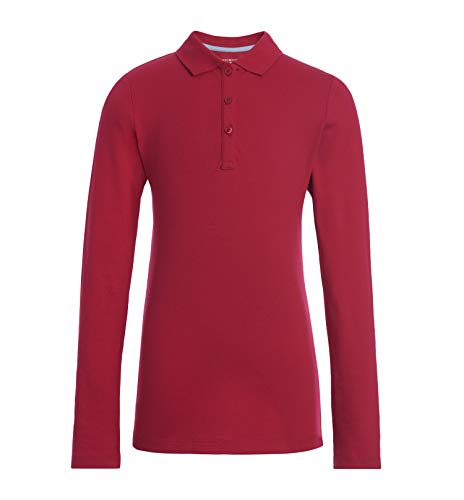 Tommy Hilfiger Girls Long Sleeve Fem Fit Stretch Pique Polo Shirt, Kids Uniforms