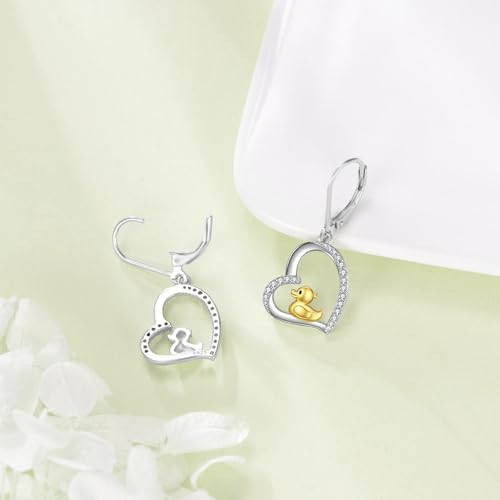 Capybara/Seal/Duck/Ladybug/Chicken/Unicorn Earrings for Women Sterling Silver Heart Leverback Earrings Animal Jewelry Gift3