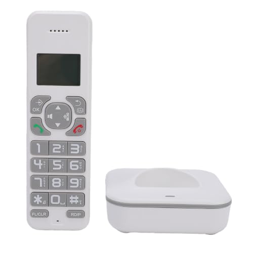MENDUNER Teléfono Fijo Inalámbrico Pantalla LCD Bloqueador de Llamadas de Teléfono Residencial Telefónico Inalámbrico Expandible con Marcación Fácil Teclas Grandes 10 Tonos de Llamada (Enchufe de la