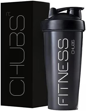 CHUBS Fitness Series Protein Shaker Bottle, 100% Leak Proof Guarantee, Gym Bottle for Protein Shake/Sipper Bottle Pre Workout BCAAs, BPA Free Material with Plastic Ball (Black, 700ML, Pack of 1)
