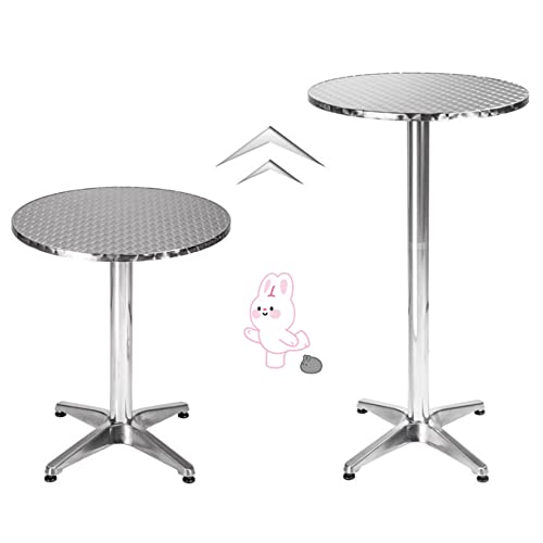 LANTUS Table de Bistrot Carrée à Plateau Rabattable Table de Bar à Hauteur Réglable pour Intérieur Extérieur MDF Acier Inoxydable Haute 2en1 en alu Pliable(60 * 60 * 70/110cm (Rond))