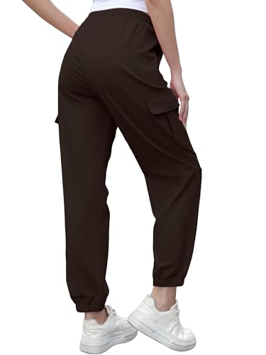Image of Cromoncent Girls&Womens Cargo Pants Elastic Waist Lightweight Outdoor Jogger Pants, 6 Years - XX-Large