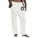 Mymyguoe Herren Leinen Baumwolle Leicht Sommer Strandhose Herrenhosen Leinenhose Freizeithose Lässige Herrenhose mit Sonnendruck in voller Länge, Knopftasche, Hosen Herren Schwarz Jeans