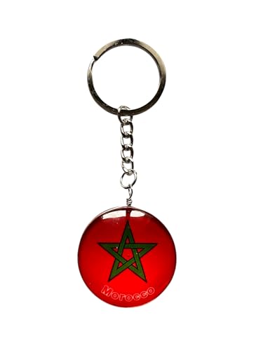Porte-clés drapeau du Maroc – Étoile Verte sur Fond Rouge | Souvenir Marocain Authentique | Accessoire de Sac ou de Clés | Idée Cadeau Culturelle et Patriotique