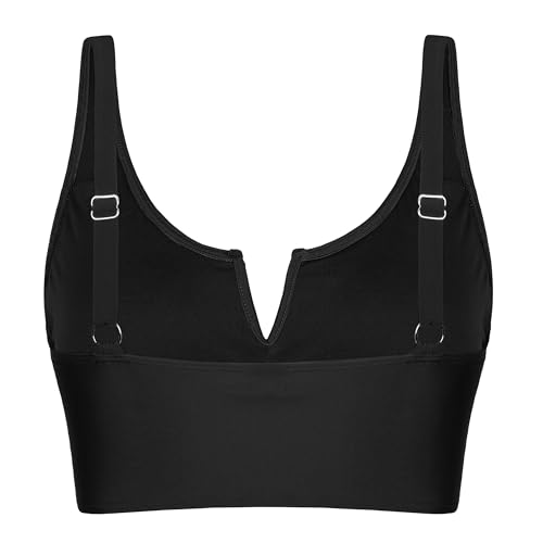 Mycoco Women's Underwire Bikini Tops Cropped Tankini Top Adjustable Compression Swim Top Only Black US 6 - Image 5