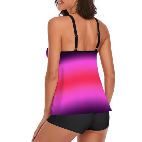 Image of Urchics 2026 Women Two Piece Tankini Swimsuit Tummy Control Plus Size Long Torso Top and High Waisted Boyshorts Bathing Suits
