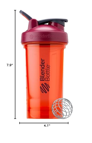 BlenderBottle Shaker Bottle Pro Series Perfect for Protein Shakes and Pre Workout, 24-Ounce, Coral