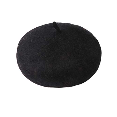 Ousyaah Béret pour Enfants Bébé Bonnet d'hiver 100% Laine Chapeau Bonnet de Couleur Unie (CO #B)