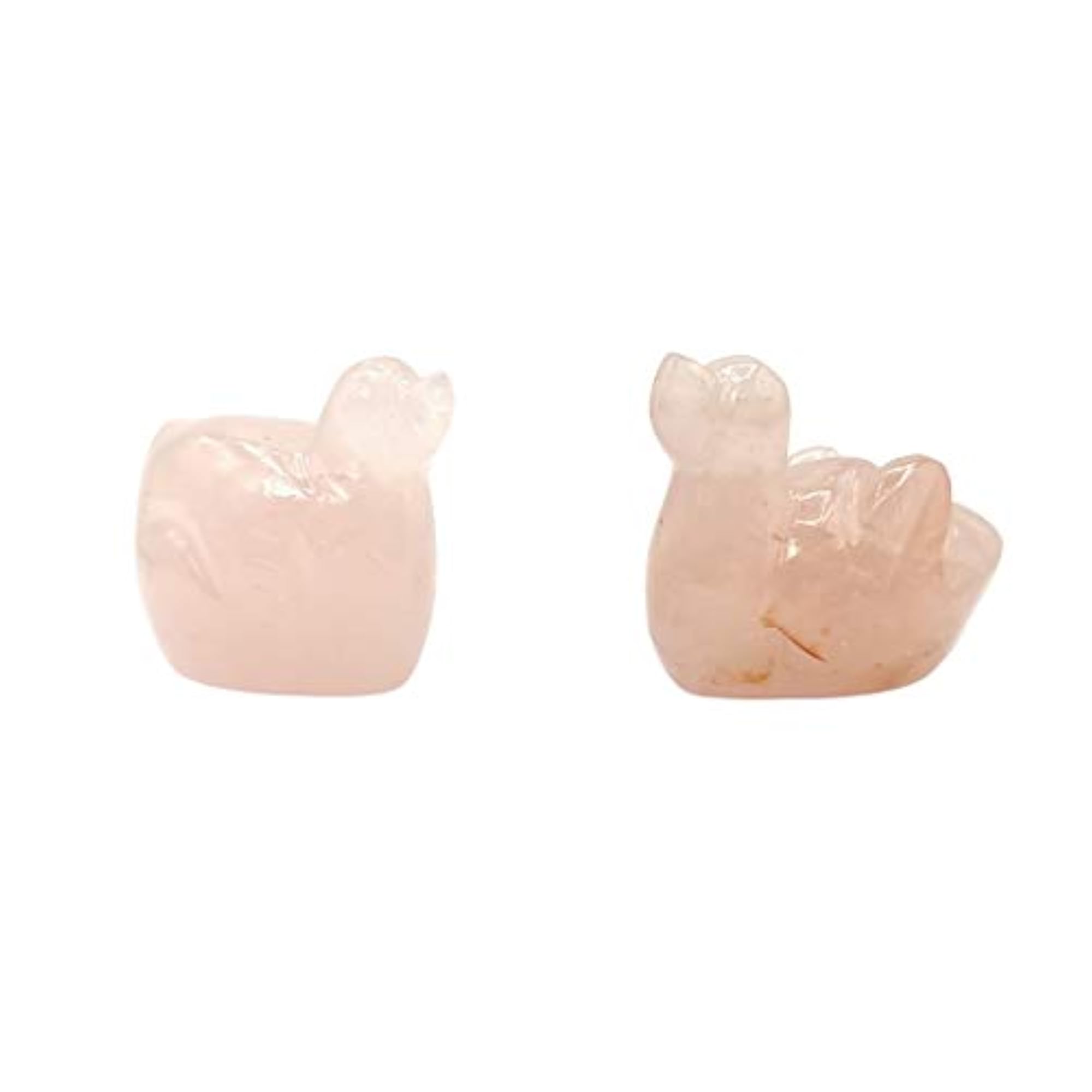 Plus Value Feng Shui Mandarin Ducks in Natural Pink Rose Quartz