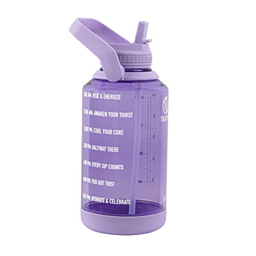 Takeya Premium Quality Motivational Water Bottle With Straw Lid, Times To Drink, Bpa-Free Tritan Plastic, 64 Ounce, Vivacity Purple #TOP1
