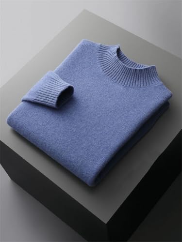 Men's Cashmere Sweater Mock Neck Long Sleeve Pullover Thick Basic Soft Warm Clothing 100 Percent Merino Wool3