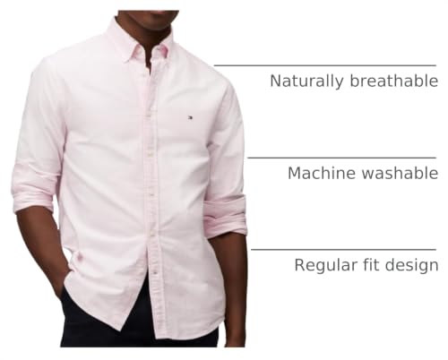 Image of Tommy Hilfiger Men's Long Sleeve Oxford Shirts in Regular Fit, Men's Button Down Shirts, Also Available in Big and Tall