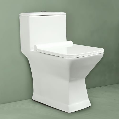 Hindware One-piece Tozzo Floor Mount Western Commode for Bathroom | Made of Ceramic | Star White | Oval Shape | Floor Mount Ewc | 10-Year Manufacturer Warranty — image 1 of 4