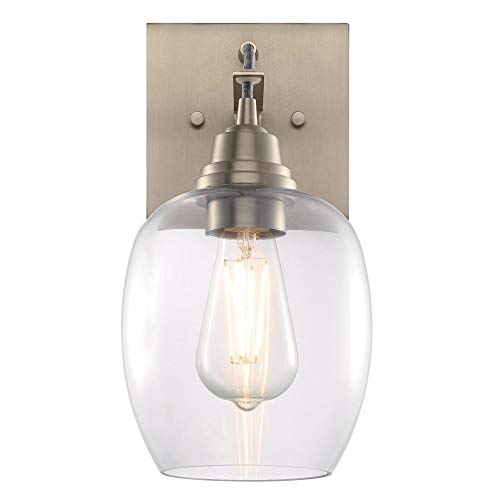 Image of Westinghouse 6574000 Eldon One-Light Indoor Wall Fixture, Aluminum Finish with Clear Glass, Brushed Nickel