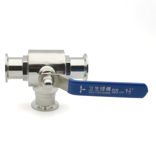 Vanne T trois voies 38mm en inox SS316L ferrule 50.5mm de type anneau port L pour tube sanitaire