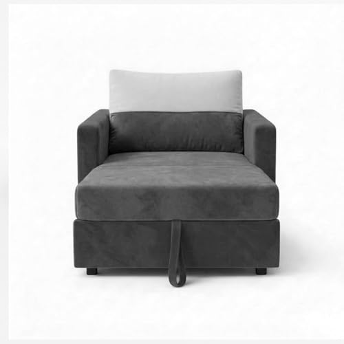 Image of SOCOZI Enrique 1 Seater Sofa Cum Bed | Soft Velvet Suede Fabric | Modern Convertible Design | Plush Comfort Seating for Living Room (Dark Gray)