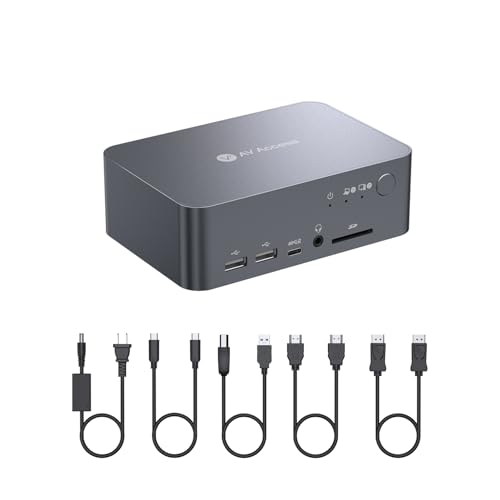 AV Access KVM Switch 2 Monitors 2 Computers with Ethernet, EDID, 4K@60Hz/2K@144Hz/1080P@240Hz, KVM Docking Station Dual Monitor for Laptop & Desktop, USB-C Charge, Aluminum, 3xUSB 3.0, Power