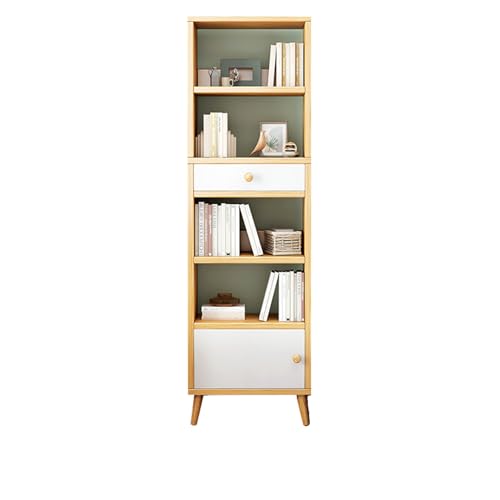 2 Tier Bookcase with Cabinet Doors, Modern Bookshelves Display Rack, Storage Rack Display Rack Storage Cabinet for Home, Office, Living Room