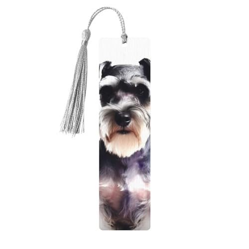 Well-Behaved Schnauzer しおり タッセル付き、木製しおり 女性用 男性用 ハンドメイド ブックマーク 本好きの方へ 読書ページマーカー 木製タグ オーナメント 誕生日 教師 ギフト