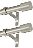 2 Pack Curtain Rods 36-72', Adjustable 1-Inch Thicken Window Treatment Rods, Telescoping Decorative Drapery Rods with Cap Finials, Brushed Nickel