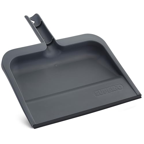 Image of Superio Clip-On Dustpan with Rubber Lip - 10-inch Wide Durable Plastic Dust Pan with Comfort Grip Handle, 2-Pack (Grey)