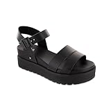 MIA Shoes Maya Women's Vegan Leather Platform Flatform Sandals, Black, Size 7.5