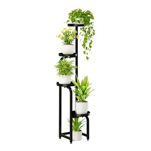 Bamworld Porta Piante da Esterno Interno Portavasi da Interno Portavasi Ferro Supporto per Piante Scaffale per Piante da Balcone(Nero)(22.3x22.3x116cm)