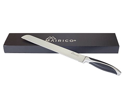 MAIRICO Ultra Sharp Premium 10-inch Stainless Steel Serrated Bread Knife - Ergonomic Design - Best for Cutting Cakes and Crusty Loaves