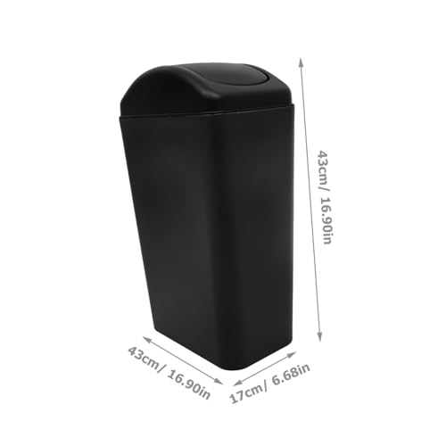Caneca de Basura Plástica Negra Estrecha con Tapa Abatible miniatura 2