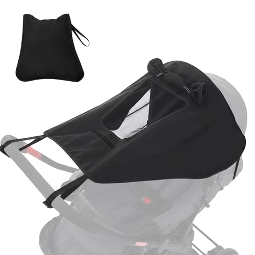 Toldo Carrito Bebe Universal, Parasoles para Silla de Paseo Parasol Cochecito Bebe con Protección UV 50+ y Impermeable Sombrilla Carrito Bebe Ajustable con Ventana Transpirable Visera Solar para Capaz