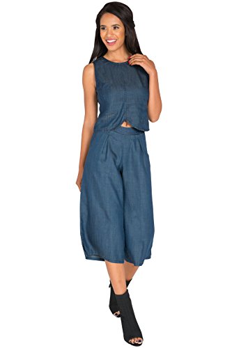 Standards & Practices Modern Women's Indigo Wide Leg Crop Palazzo Gaucho Pants