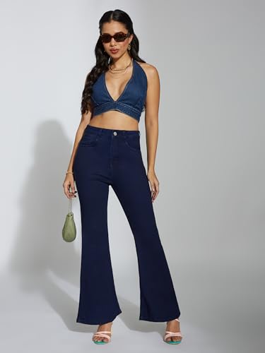 Image of Miss Chase Women's Wide-Leg High-Rise Regular-Length Stretchable Shaping Denim Jeans