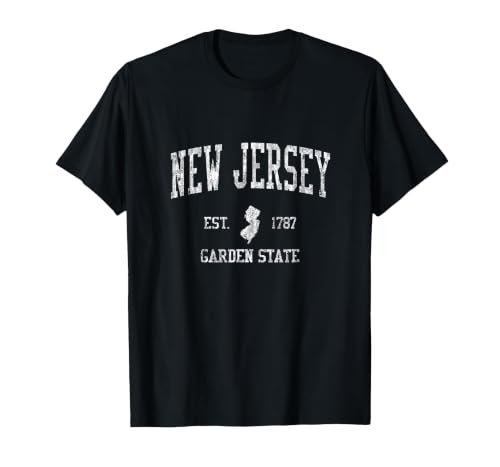 Retro New Jersey NJ Vintage Sports Design T-Shirt, Men, Black, 3X-Large