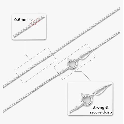 925 Sterling Silver & Gold over Sterling silver 0.6mm Italian Box Chain Strong Necklace for Women Available in 7 Lenghts2