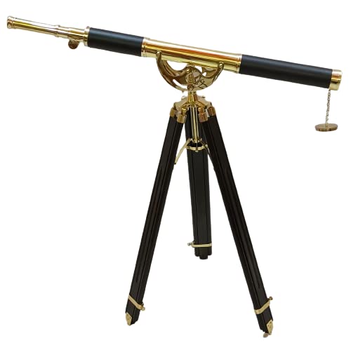 Vintage Marine Brass Single Barrel Maritime Telescope Nautical With Tripod Telescopes Vintage