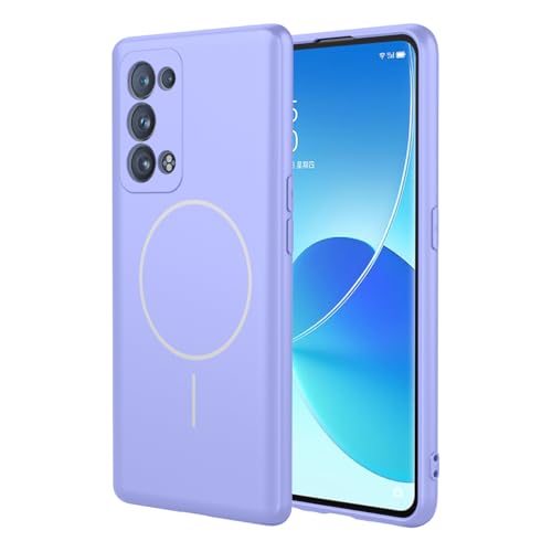UPLAI Magnetico Cover per OPPO Reno 6 Pro 5G (Reno6 Pro 5G), Ultra Sottile Setoso Silicone Liquido Antiurto Custodia con Protezione Fotocamera, Premio TPU Fodera Fibra Caso. Viola