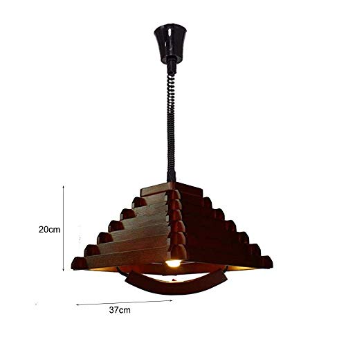 Lámpara colgante de madera estilo japonés E27 minimalista para decoración interior 8