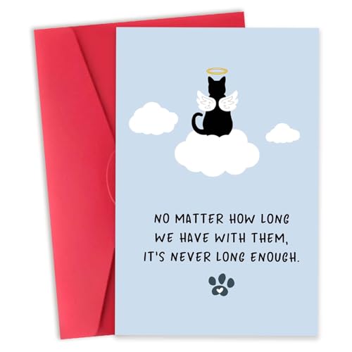 Zyulin Pet Cat Sympathy Card, Cat Memorial Gifts for Loss