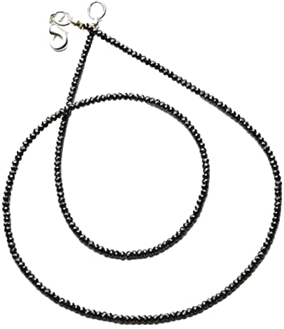 HAND_CRAFTED 1 Strand Natural Hematite Diamond Looking 2.5MM Micro Facet Rondelle Beads 18 Inch YO-NECK-12925