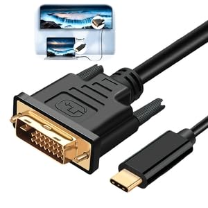 Cavo USB C a DVI 1,8 m, 4K Cavo USB Tipo C [Thunderbolt 3/4] a DVI compatibile 1080p, 60 Hz. Connettore placcato, compatibile con MacBook Pro/MacBook USB-C, iMac, Surface Book 2 e Pixelbook