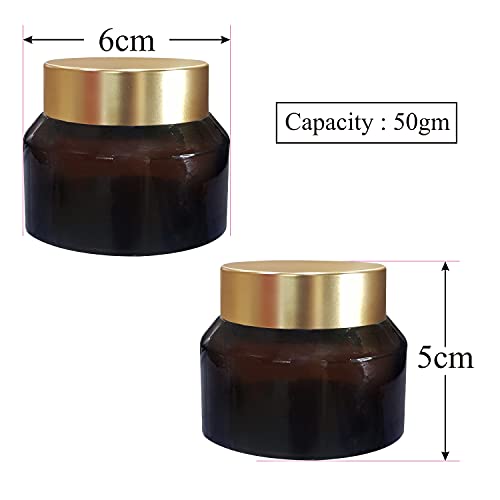 Image of Zenvista Empty Cosmetic Containers, Acrylic Jars, Small Containers For Cosmetics, Lip Balm Containers, Amber Dark Color Jar With Gold Cap-50 gm (Pack of 3)