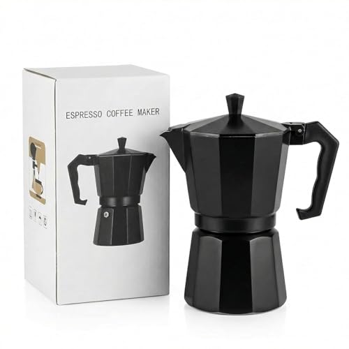 Image of DOPPIO Premium Moka Pot - Elegant Matte Black Aluminum Espresso Maker, Stove-top Percolator with Heat-Resistant Handle, Durable Italian Coffee Brewer for Rich Espresso (Classic Black)