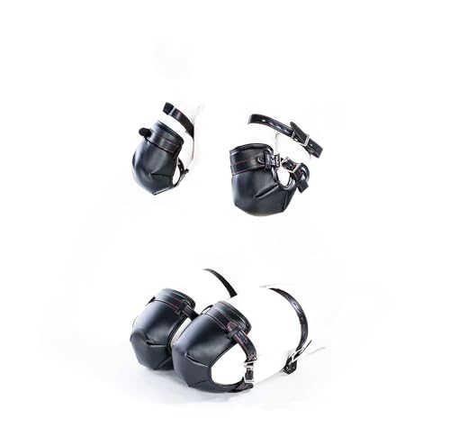 Honeylust - Heiße Krabbelschoner für Petplay Spiele - BDSM Knieschoner + Ellenbogenschoner + Fesseln im Set - Erotik Fetisch Bondage Sexspielzeug aus Kunstleder