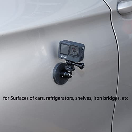 Image of Pellking Magnetic Mount for GoPro Insta360 Akaso DJI Action Camera with Rotating Ball Head Super Strong Rubber Coating for Car, Attaches to Steel or Other Magnetic Surfaces